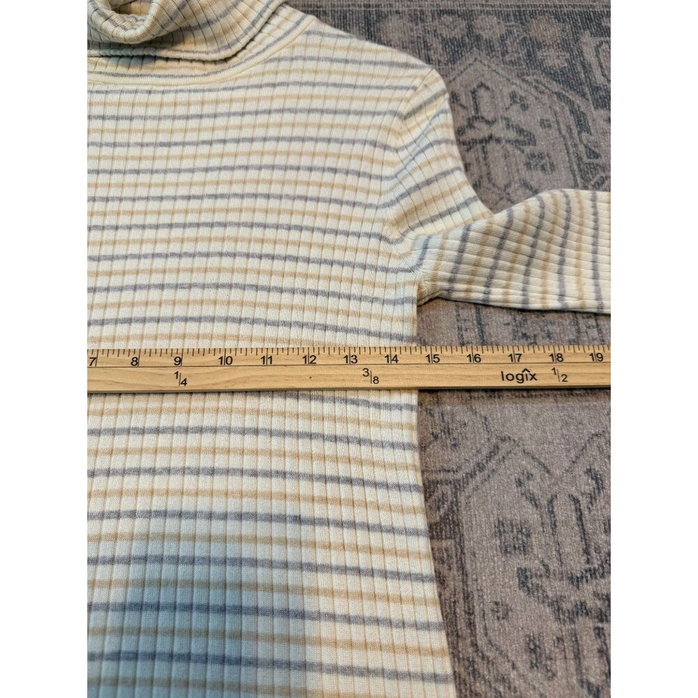 J. McLaughlin Arlette Ribbed Cotton Blend Striped Turtleneck Sweater Large - Picture 8 of 9